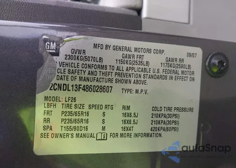 2008 Chevrolet Equinox Ls from USA, damaged, VIN 2CNDL13F486028607